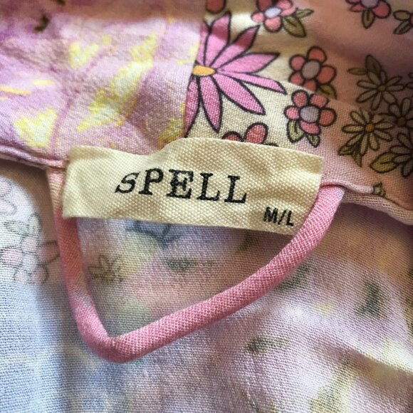 Spell Cha Cha Robe Dressing Gown Womens Medium Large Pink Purple Patchwork Maxi - Picture 7 of 13